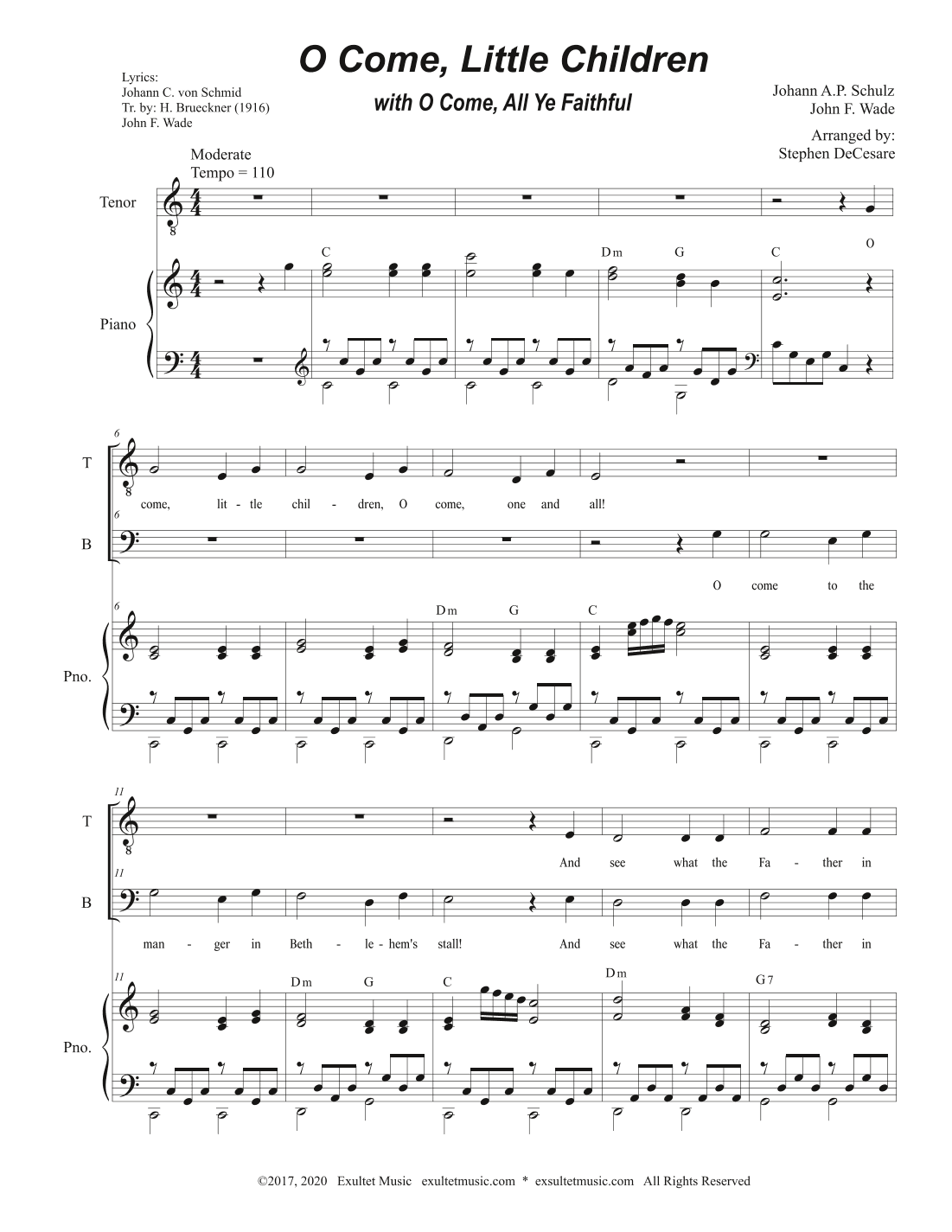 O Come, Little Children (with "O Come, All Ye Faithful") (2-part choir - (TB) (arr. Stephen DeCesare)