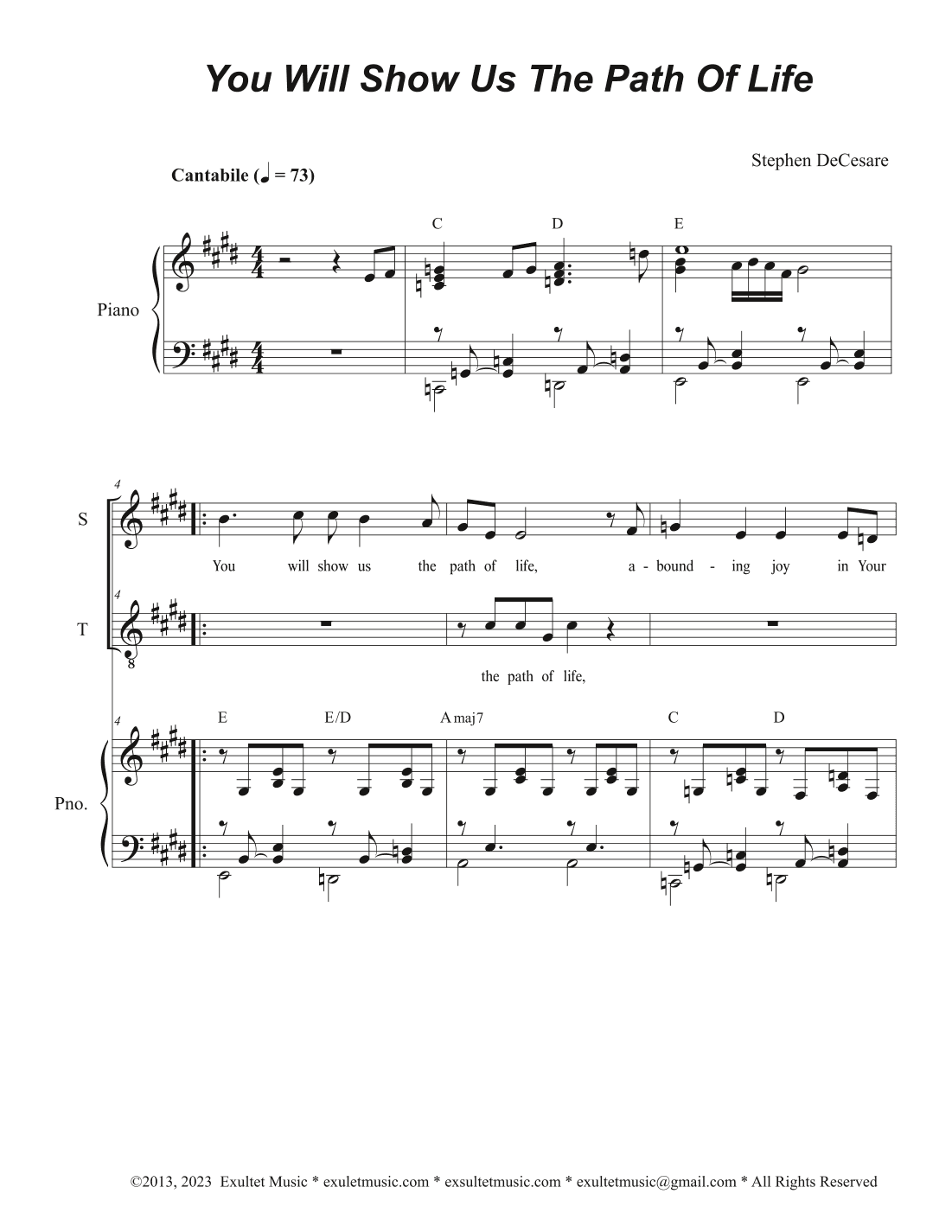 You Will Show Us The Path Of Life (Duet for Soprano and Tenor solo)