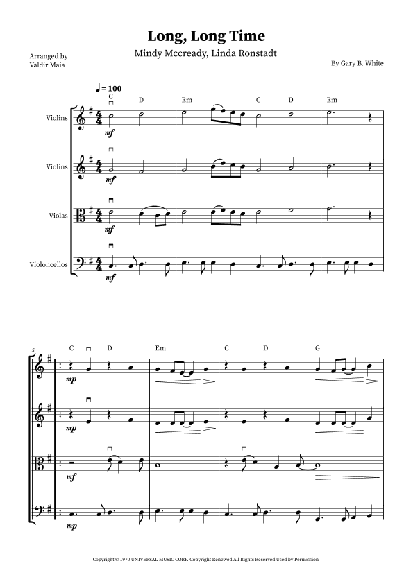 Long Long Time (arr. Valdir Maia)