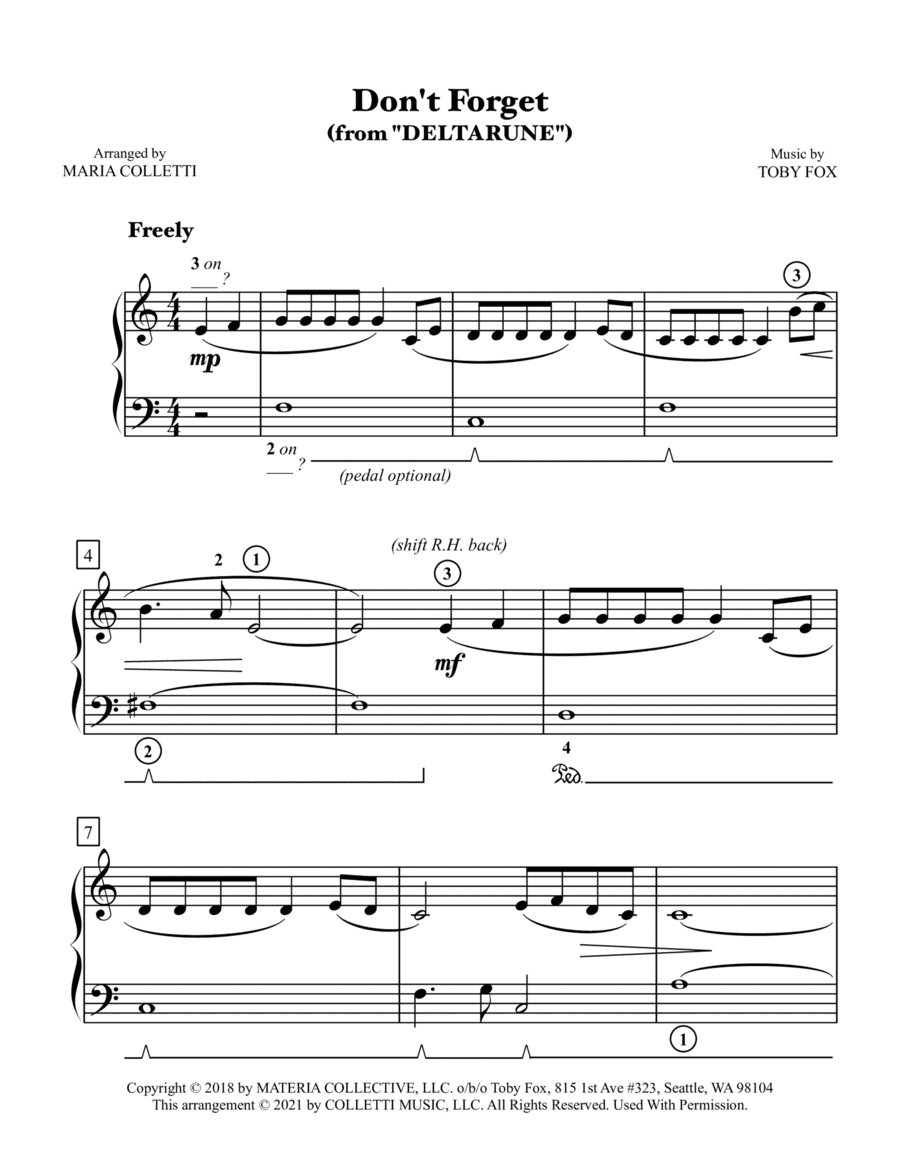 Don't Forget (arr. Maria Colletti)