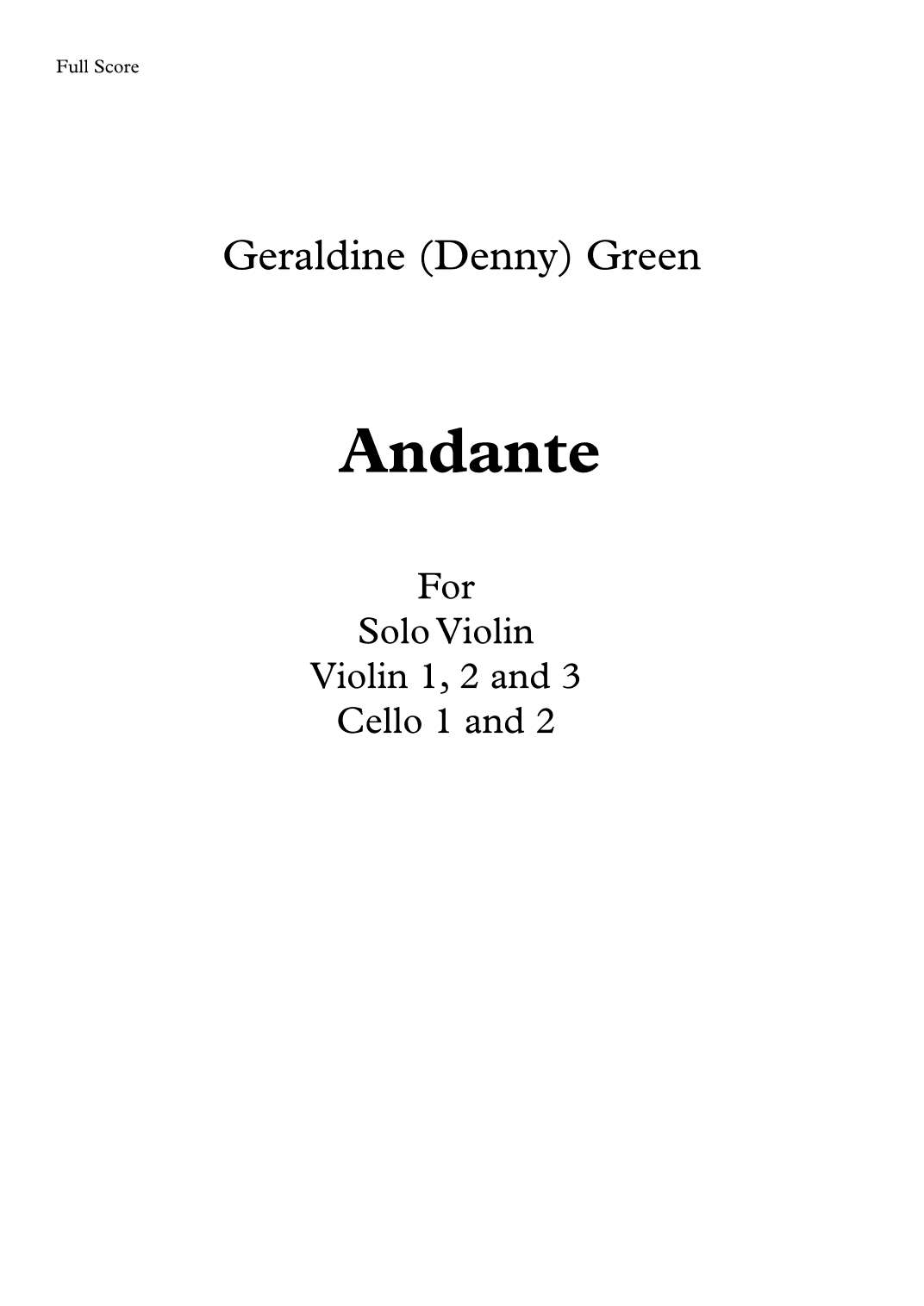 Andante For Solo Violin and Strings  (School Arrangement)