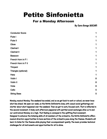 Petite Sinfonietta For a Monday Afternoon