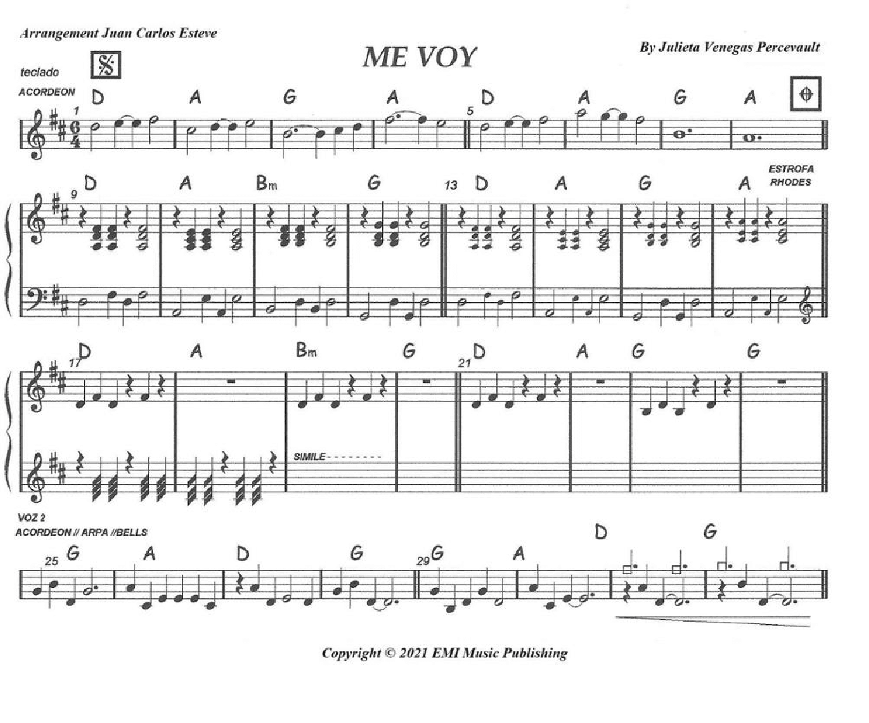 Me Voy (arr. juan carlos esteve / Gran Coda)