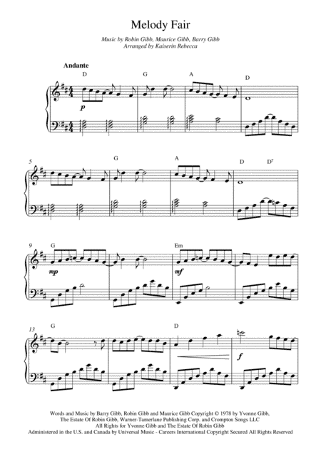 Melody Fair (arr. Kaiserin Rebecca)