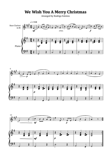 We Wish You a Merry Christmas (for solo bass clarinet with piano accompaniment) (arr. Rodrigo Faleiros)