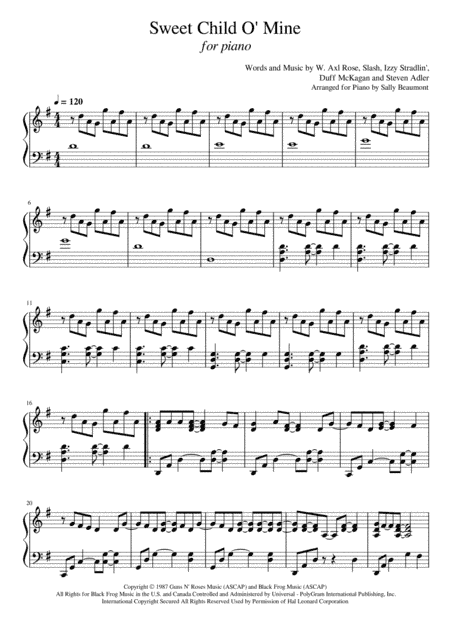 Sweet Child O' Mine (arr. Sally Beaumont)