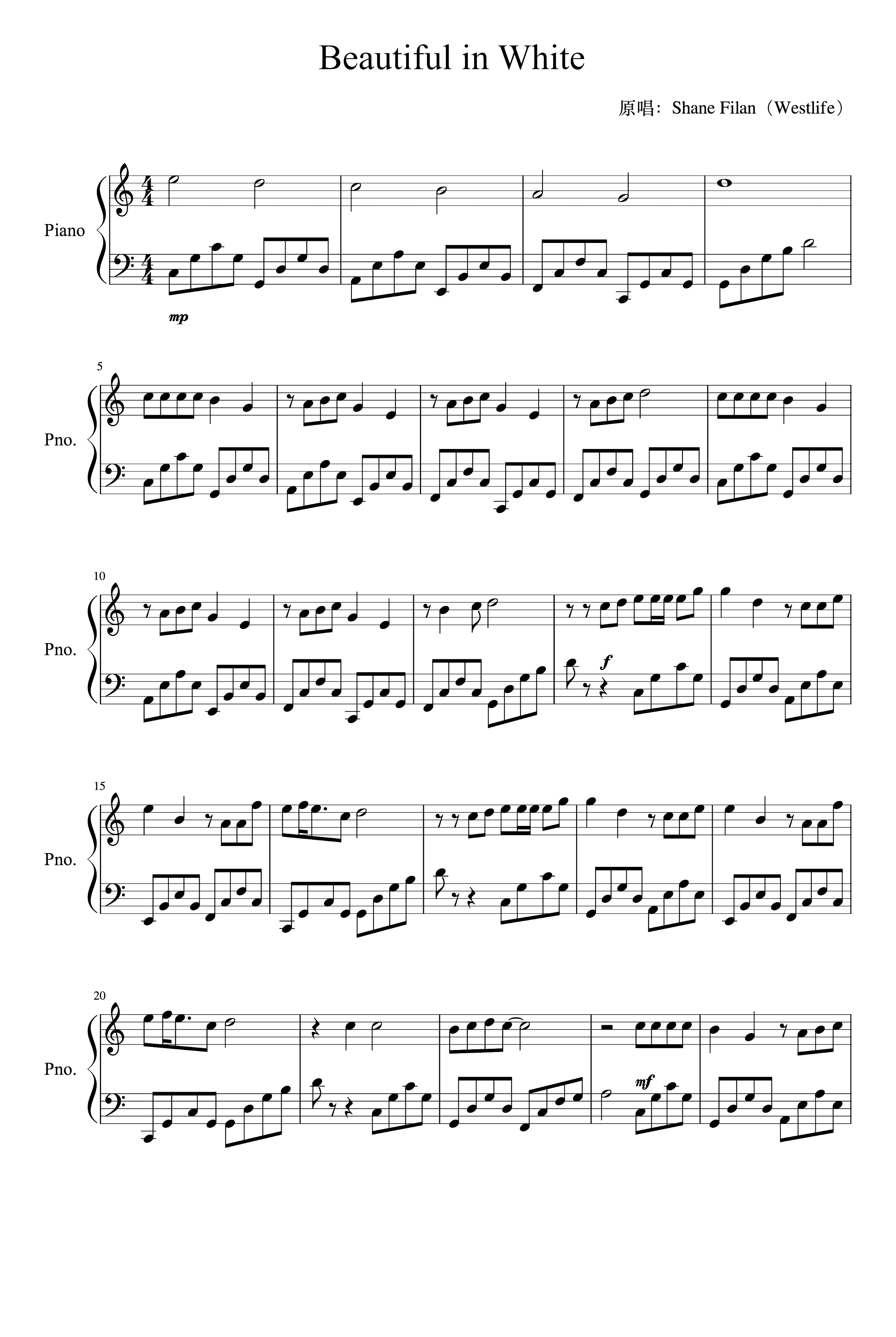 Beautiful In White (arr. Westlife)