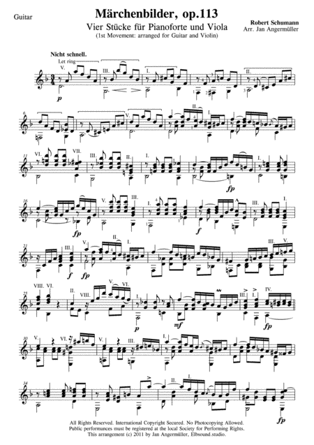 Märchenbilder, op.113, 1st Movement (Duet for Classical Guitar+Violin) (arr. Jan Angermüller)