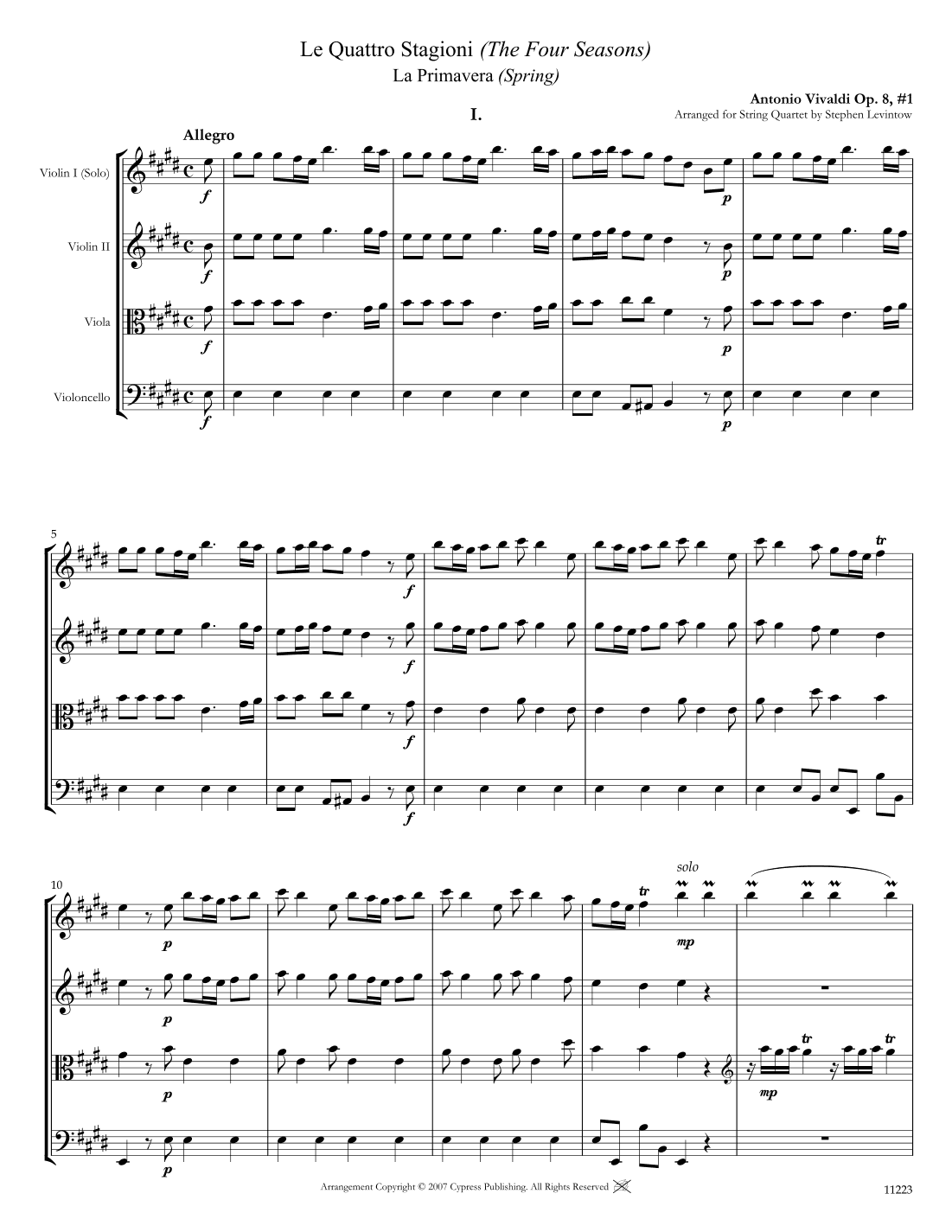 Spring (La Primavera) (arr. Stephen Levintow)