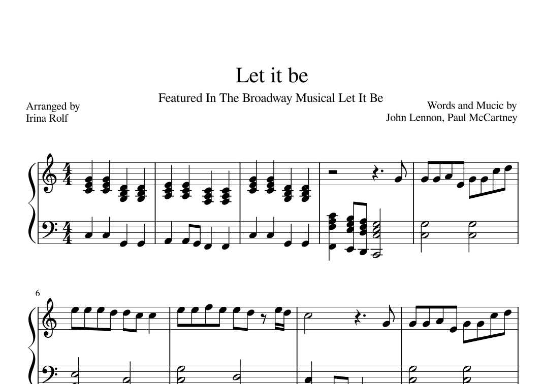 Let It Be (arr. Irina Rolf)