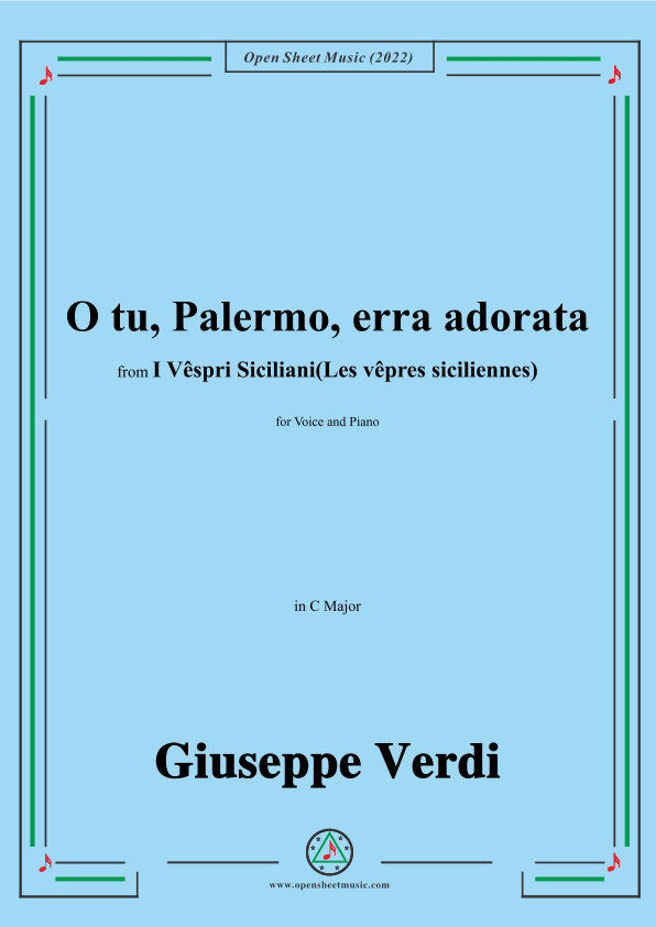 Verdi-O tu,Palermo,erra adorata,in C Major (arr. OSM Press)