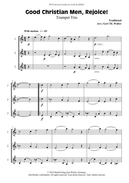 Good Christian Men, Rejoice! (arr. Gert Th. Walter)