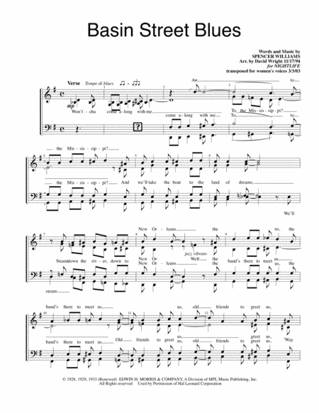 Basin Street Blues (arr. David Wright)