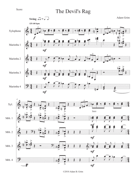 Devil's Rag (Marimba Accompaniment)