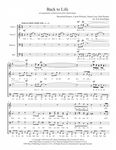 Back To Life (however Do You Want Me) (arr. Eric Knechtges)