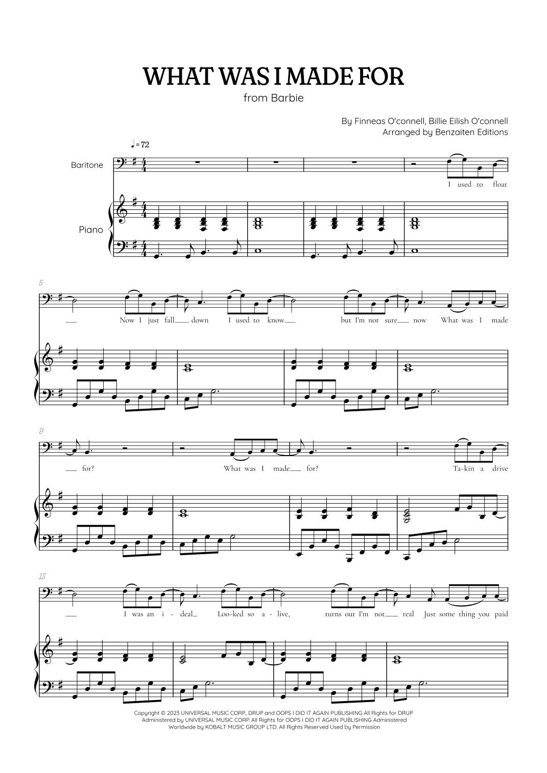 What Was I Made For? (arr. Benzaiten Editions)