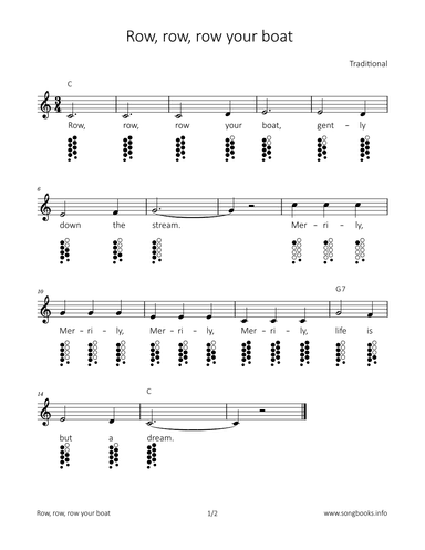 Row, row, row your boat (arr. songbooks.info)