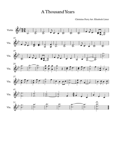 A Thousand Years (arr. Elizabeth Lister)