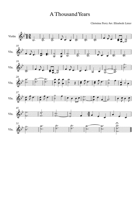 A Thousand Years (arr. Elizabeth Lister)