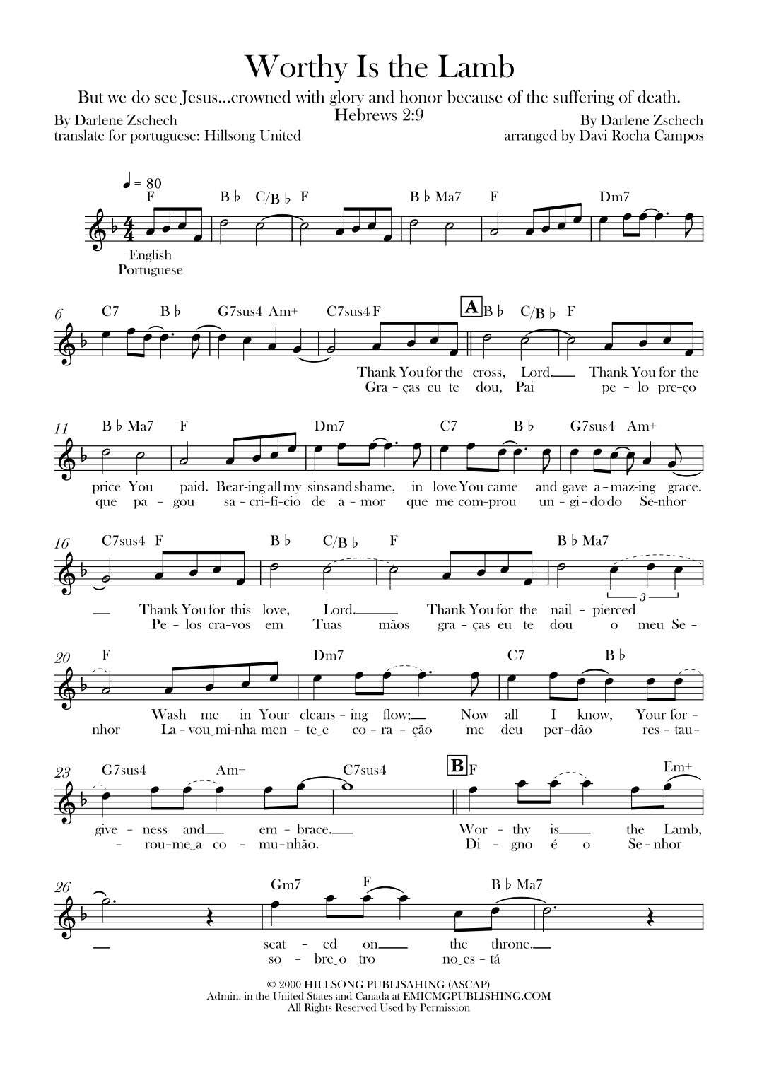 Worthy Is The Lamb (arr. Davi Rocha Campos)