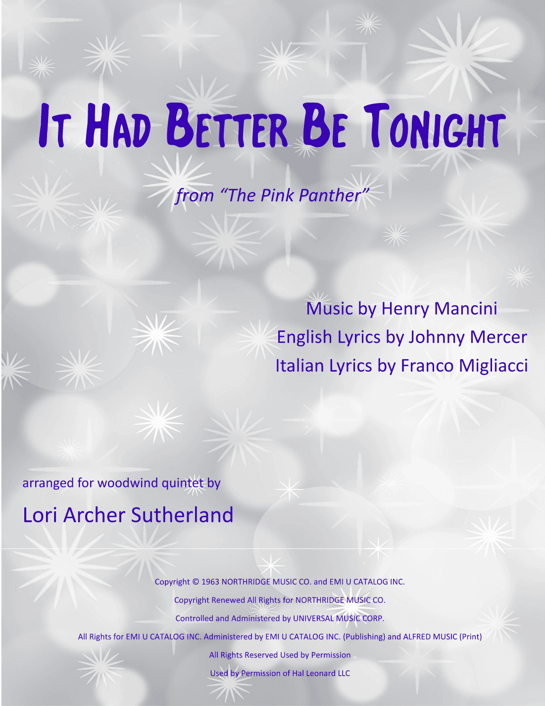 It Had Better Be Tonight (arr. Lori Archer Sutherland)