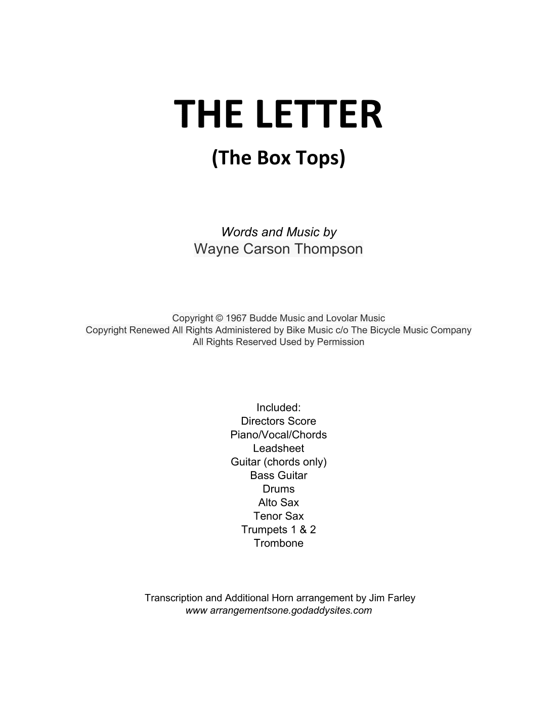 The Letter (arr. Jim Farley)
