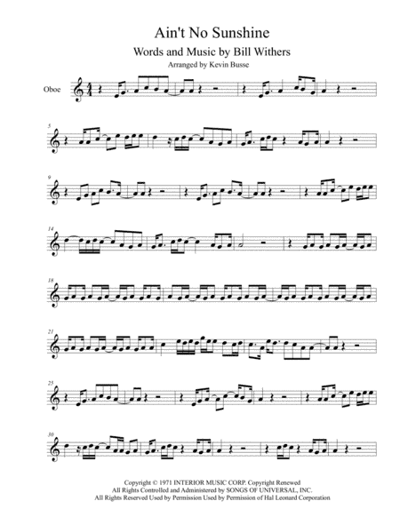 Ain't No Sunshine (arr. Kevin Busse)