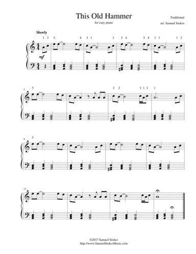 This Old Hammer (Killed John Henry) - for easy piano (arr. Samuel Stokes)