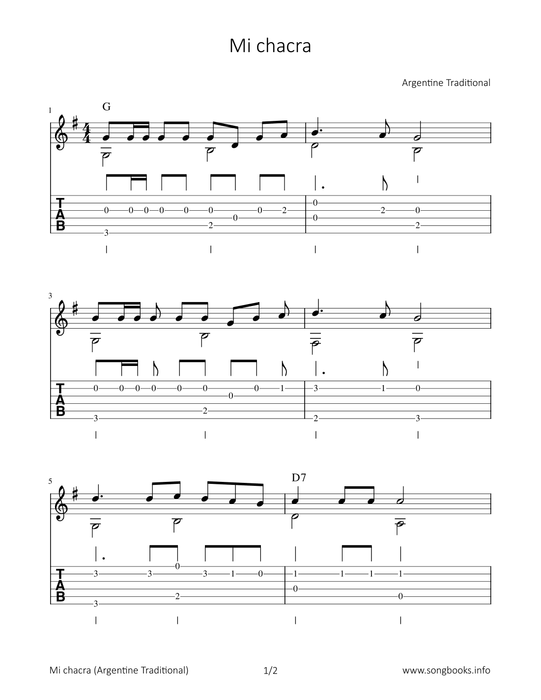 Mi chacra (arr. Bettina Schipp)