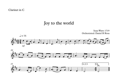 Joy to the world - Christmas Carol - C Clarinet (arr. Daniel H Rosa)