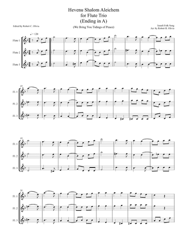 Hevenu Shalom Aleichem for Flute Trio (We Bring You Tidings of Peace) (arr. Robert C. Olivia)