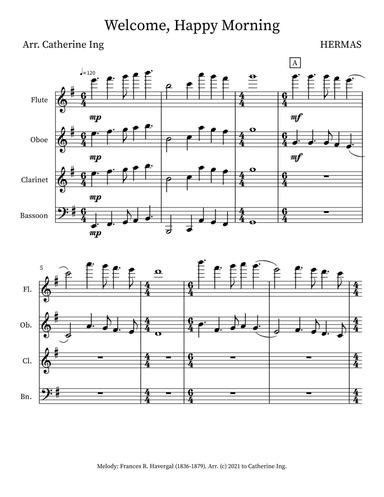 Welcome, Happy Morning - Woodwind Quartet (arr. Catherine Ing)