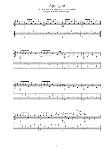 Apologize (arr. Rainer Schrecklinger)