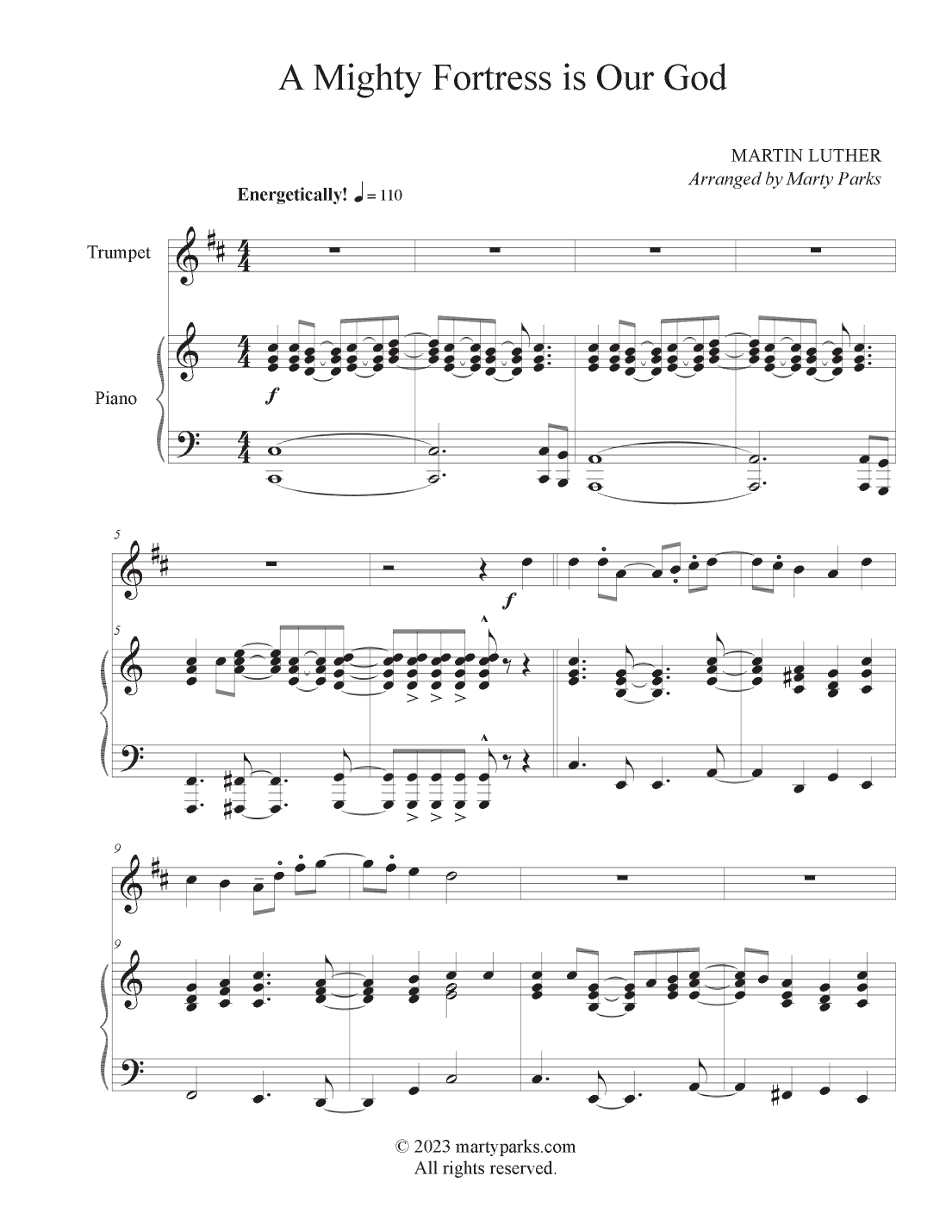 A Mighty Fortress is Our God (Trumpet-Piano) (arr. Marty Parks)