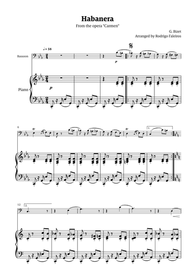 Habanera (for solo bassoon w/ piano accompaniment) (arr. Rodrigo Faleiros)