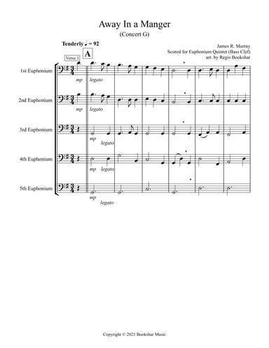 Away in a Manger (G) (Euphonium Quintet - Bass Clef) (arr. Regis Bookshar)