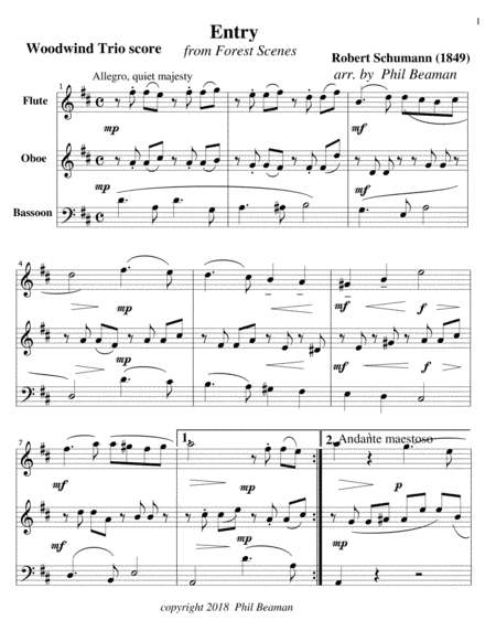 Entry-Schumann-Woodwind Trio (arr. Phil Beaman)