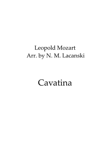 Cavatina (arr. Nick M Lacanski)