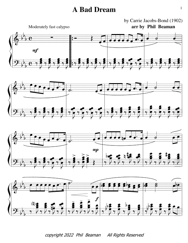 A Bad Dream - piano solo (arr. Phil Beaman)