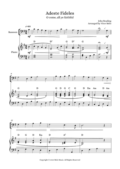Adeste Fideles (O Come, All Ye Faithful) - bassoon and piano (arr. Vitor Melo)