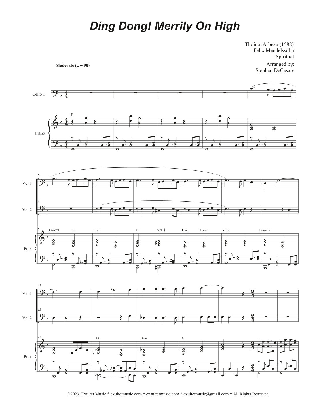 Ding Dong! Merrily On High (Cello Duet - Alternate Version) (arr. Stephen DeCesare)