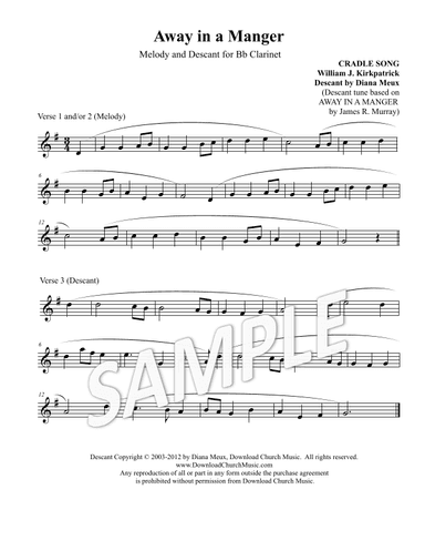 Away in a Manger - Clarinet melody & descant (arr. Diana Meux)