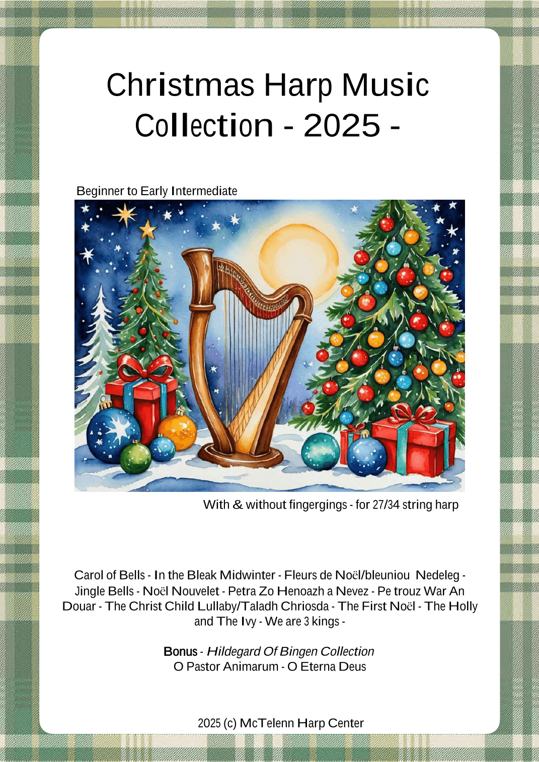 2021 Christmas Collection for Lever Harp - beginner to intermediate & 27/34 String Harp | McTelenn H (arr. Eve McTelenn)