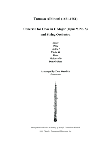 Concerto for Oboe in C Major, Op. 9 No. 5 and String Orchestra (arr. Don Werdick (1946 - ))