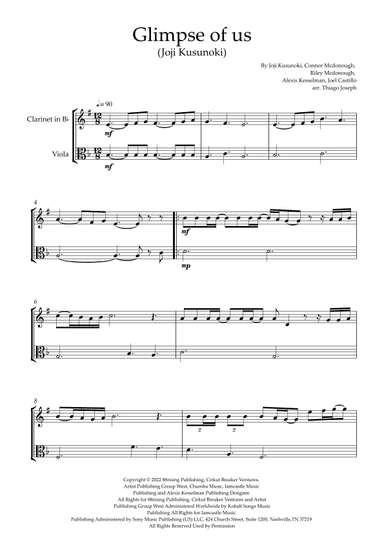 Glimpse Of Us (arr. Thiago Joseph)