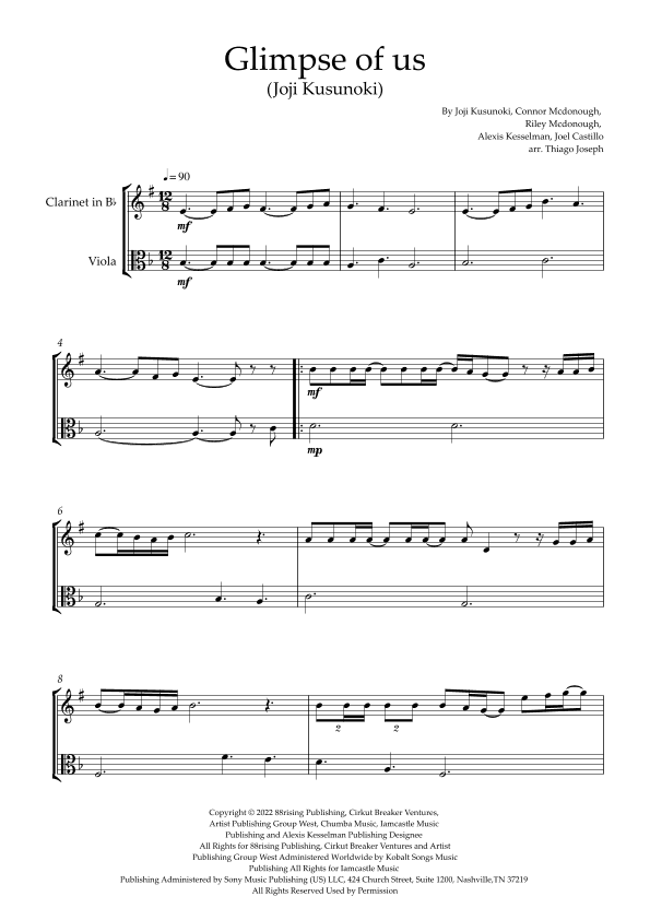 Glimpse Of Us (arr. Thiago Joseph)