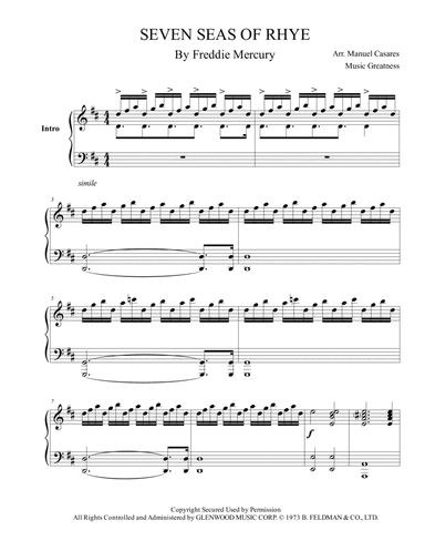 Seven Seas Of Rhye (arr. Music Greatness)