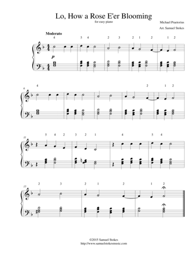 Lo, How a Rose E'er Blooming - for easy piano (arr. Samuel Stokes)
