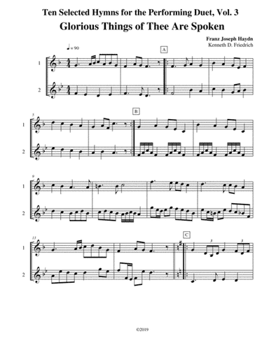 Ten Selected Hymns for the Performing Duet, Vol. 3 - trumpet (clarinet) and horn (arr. Kenneth D. Friedrich)