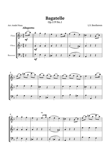 Bagatelle Op.119 No.1 (arr. André Nusa)